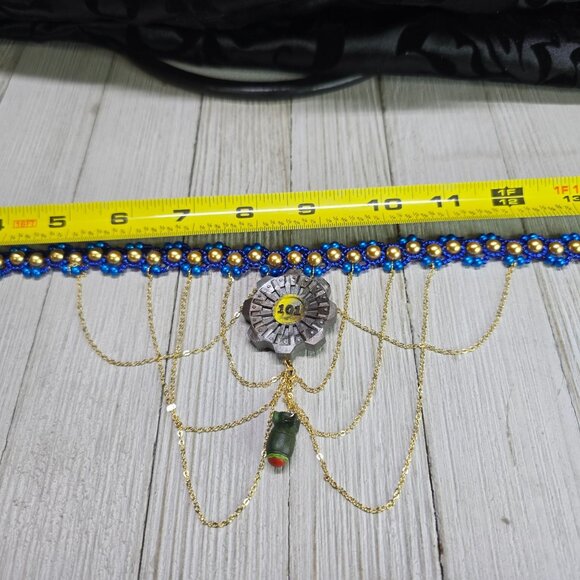 Handmade 18k gold Plated Fallout Vault 101 Inspired Victorian Waterfall Necklace - Picture 11 of 12